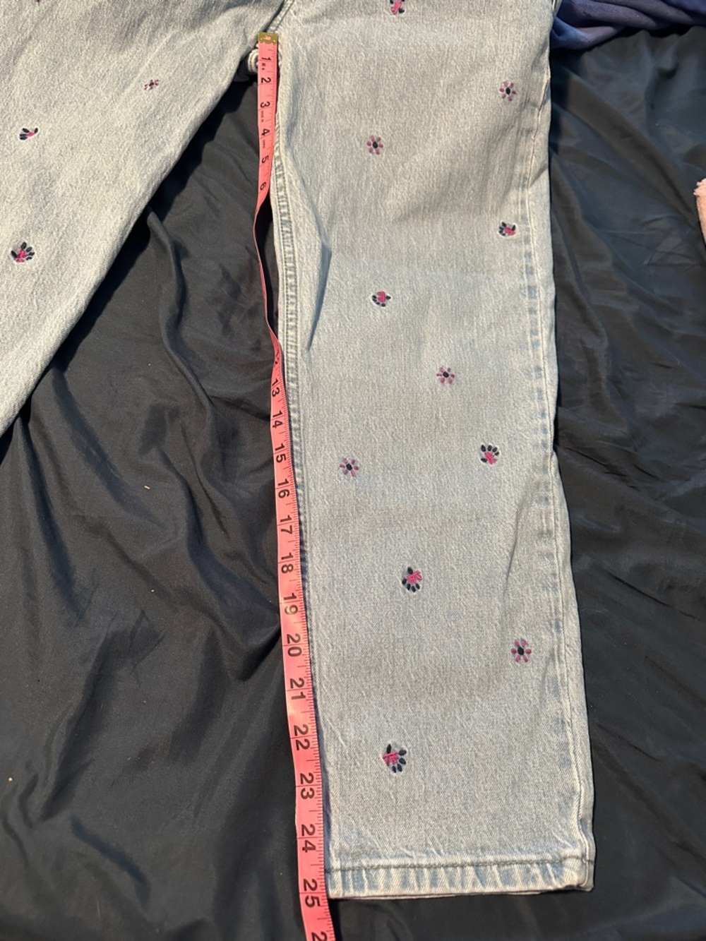 Lucky Brand Light Blue Denim Jeans with Pink & Navy Embroidery - Picture 6 of 6